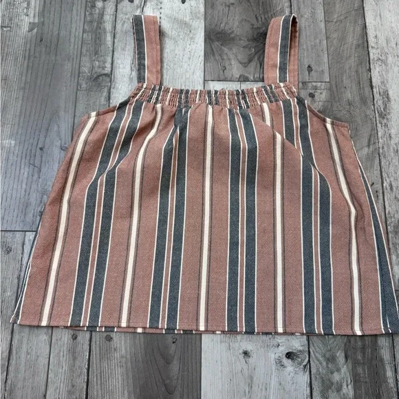 Evereve Striped Slub Boho Tank Sleeveless Top Neutral Medium - Picture 5 of 5